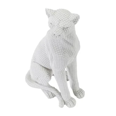 LEOPARDO Siedzący Biały 15 10 27 cm